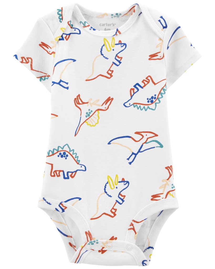 CARTER'S Body krátky rukáv Ivory Dino chlapec 18m