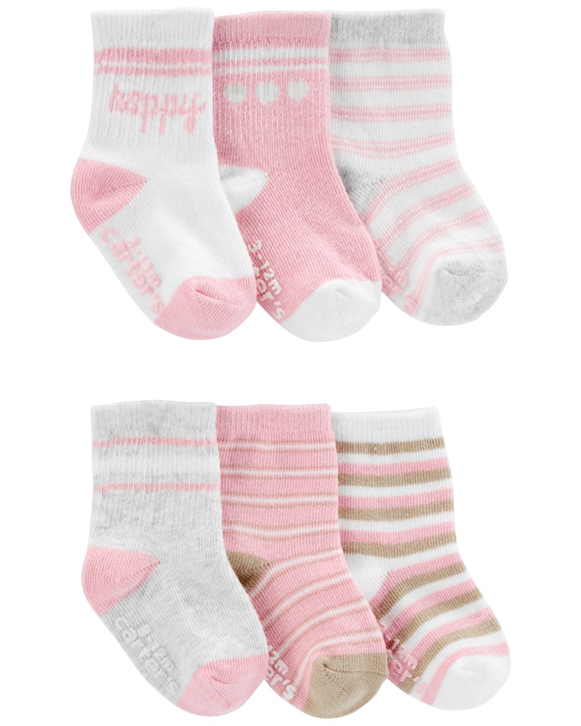 CARTER'S Ponožky Pink dievča 6ks 0-3m