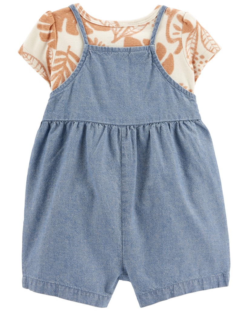 CARTER'S Set 2dielny tričko kr. rukáv, kraťasy na traky Brown Leaves dievča NB/ veľ. 56