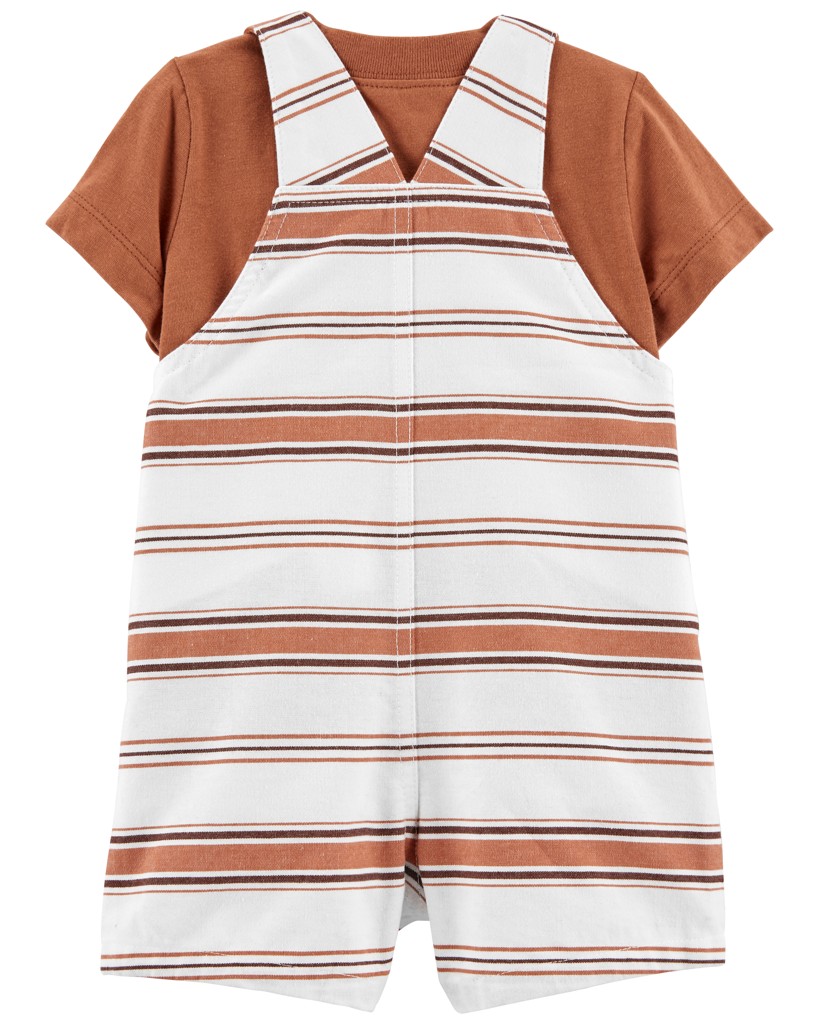 CARTER'S Set 2dielny tričko kr. rukáv, kraťasy na traky Brown Stripes chlapec NB/ veľ. 56