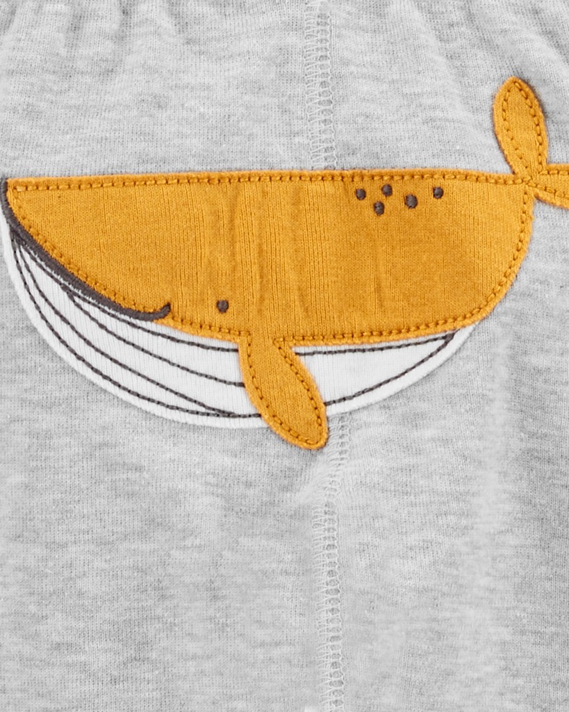 CARTER'S Set 3dielny body kr. rukáv 2ks, tepláky Mustard Whale chlapec NB/ veľ. 56