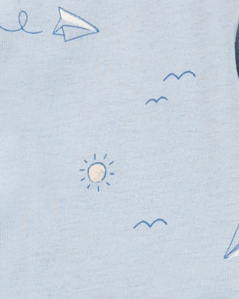 CARTER'S Set 3dielny mikina, body kr. rukáv, tepláky Blue Airplane chlapec MFL NB/ veľ. 56