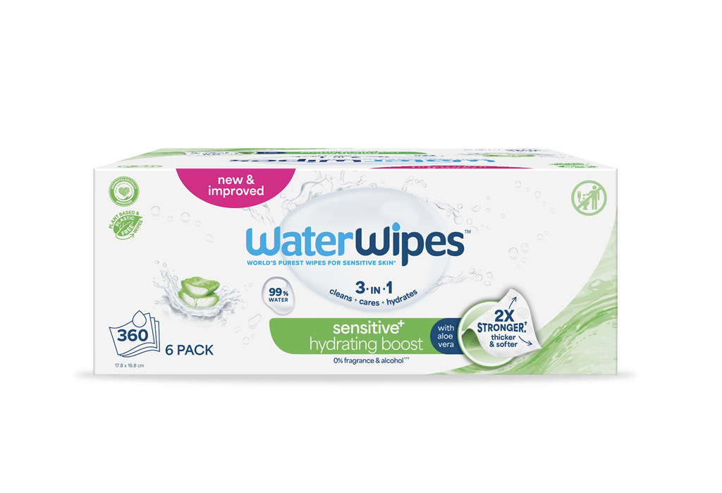 6x WATERWIPES Ubrousky vlhčené Hydrating clean bez obsahu plastů 60 ks ( 360 ks )