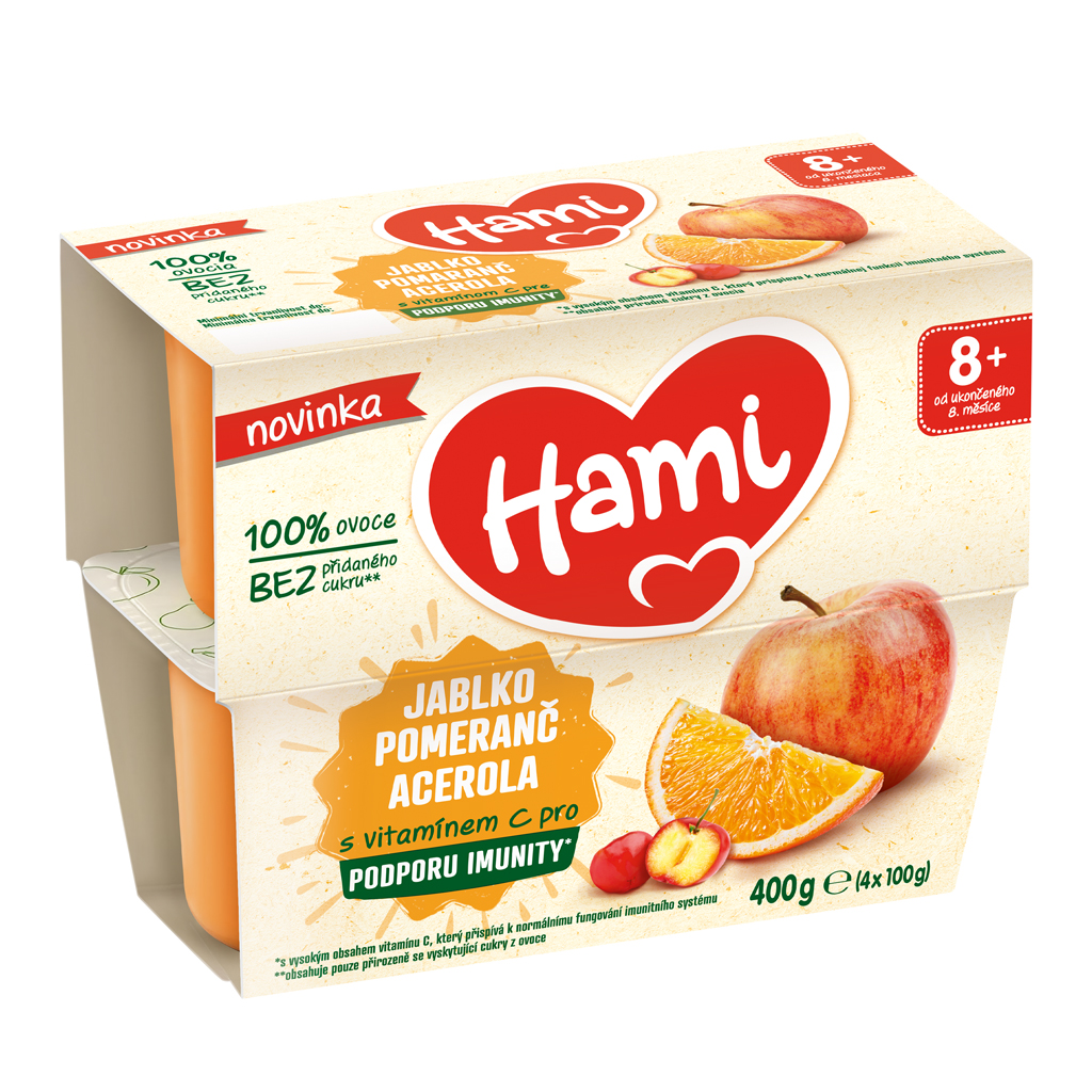 HAMI Príkrm ovocný 100% ovocie jablko pomaranč acerola 400g