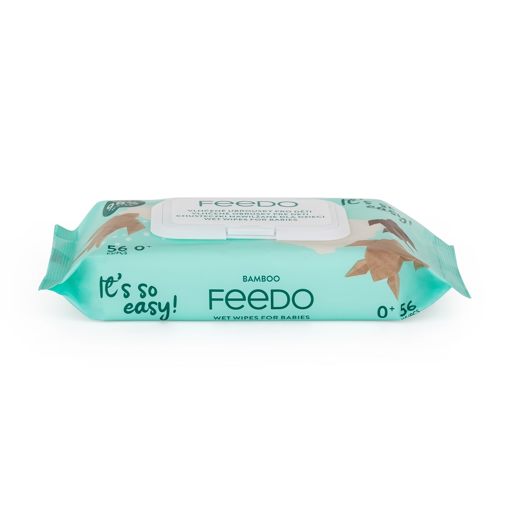 FEEDO Obrúsky vlhčené bambusové bioodbúrateľné 56 ks