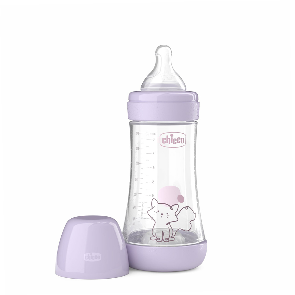CHICCO Fľaša dojčenská antikoliková Perfect5 240 ml dievča stredný prietok 2m+