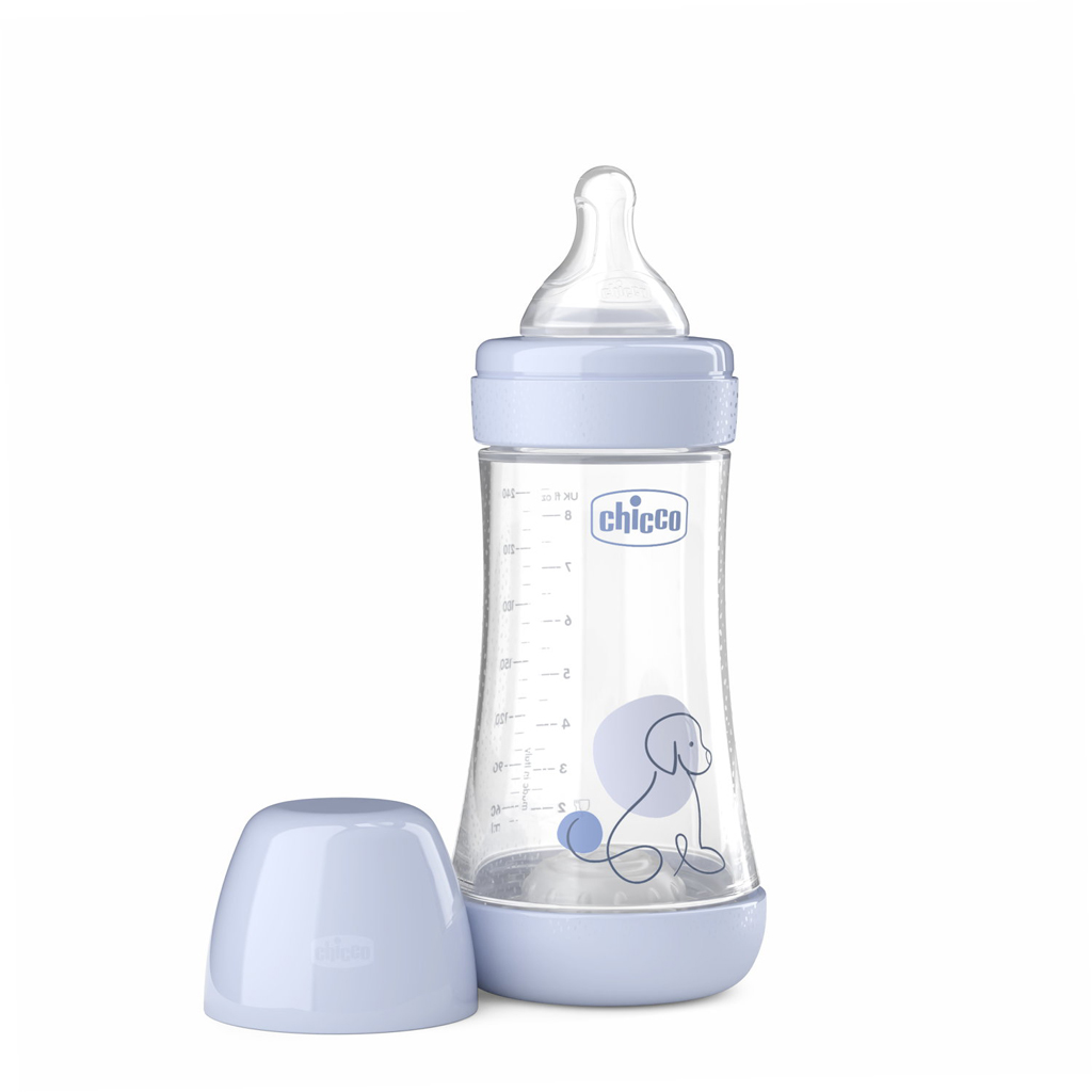 CHICCO Fľaša dojčenská antikoliková Perfect5 240 ml chlapec stredný prietok 2m+