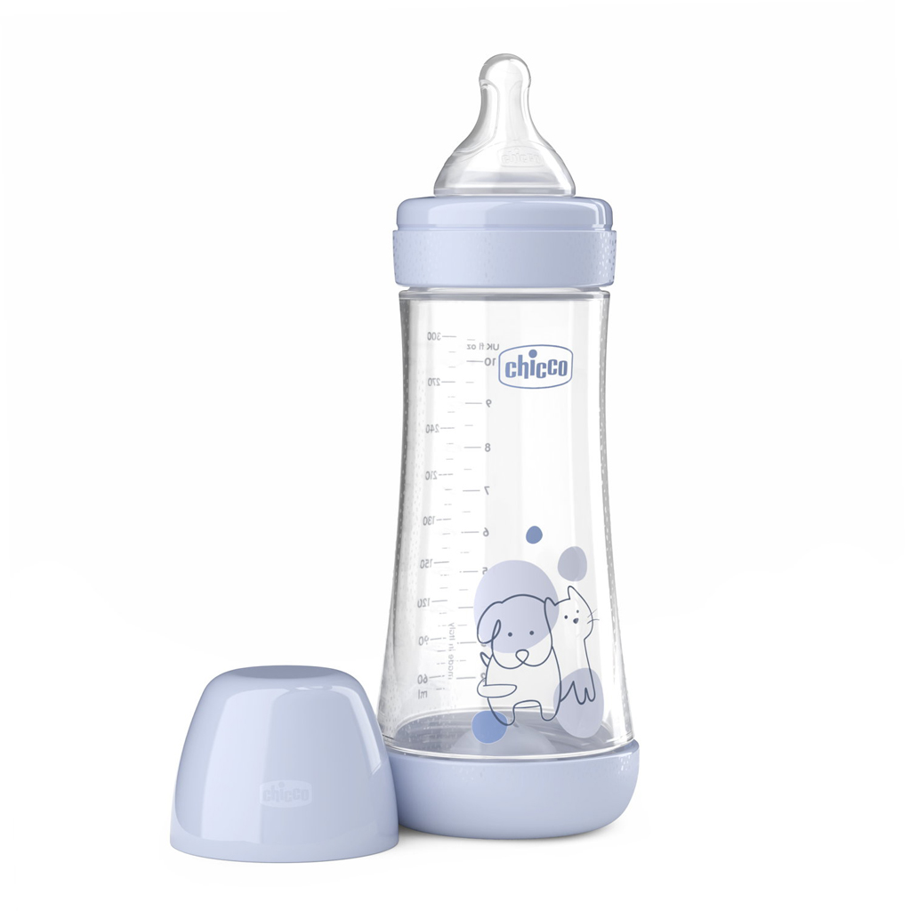 CHICCO Fľaša dojčenská antikoliková Perfect5 300 ml chlapec rýchly prietok 4m+