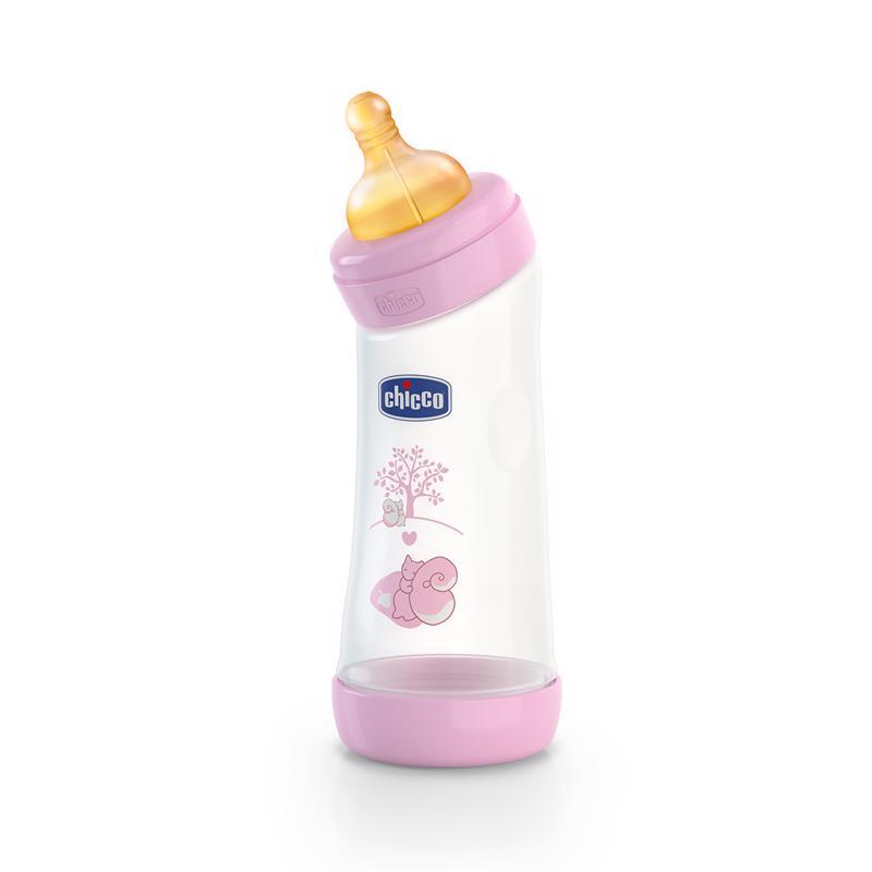 Fľaša zahnutá bez BPA Well-Being kaučukový cumlík ružová 250ml