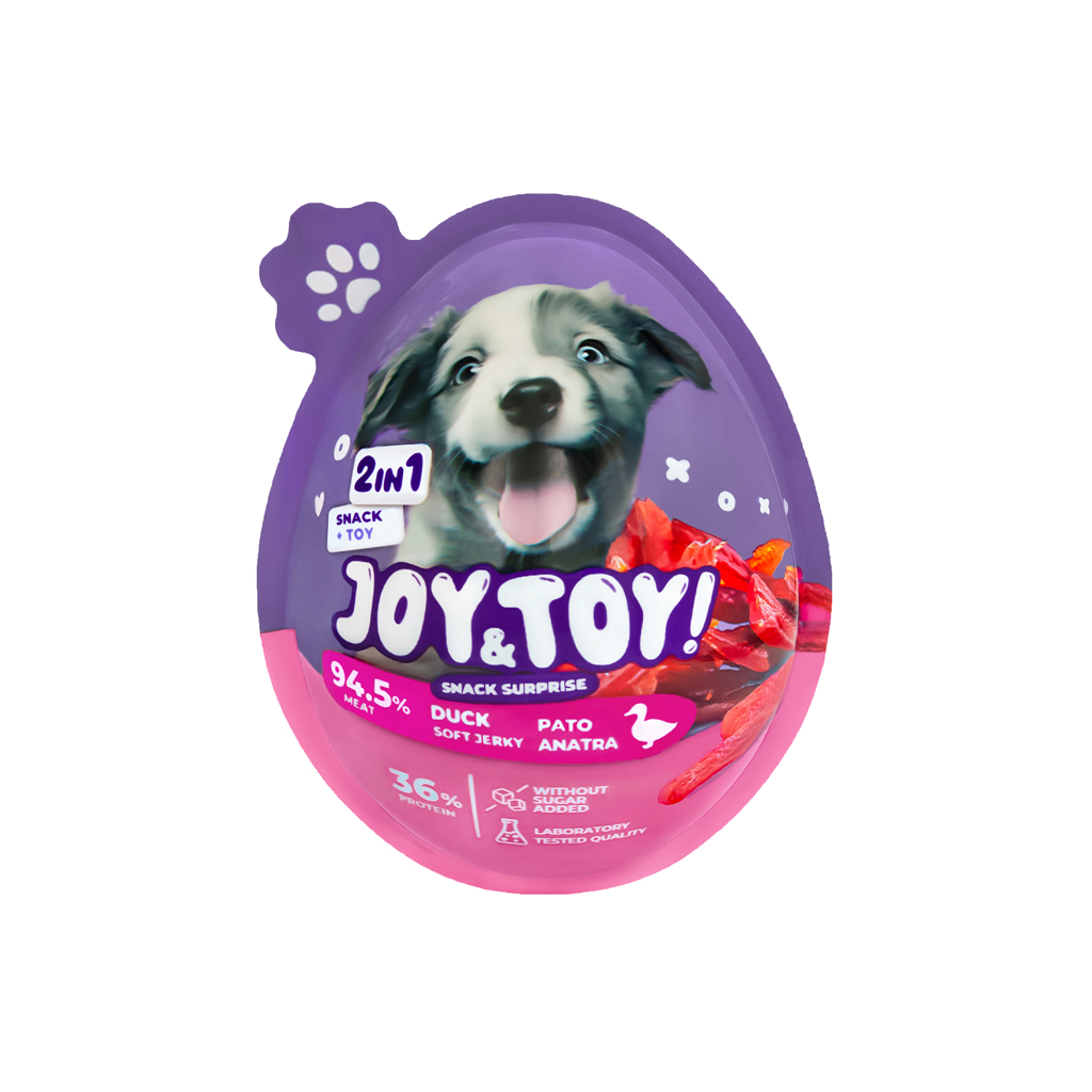 JOY&TOY! Vajíčko pre psov s prekvapením Soft Jerky - kačacie mäsko