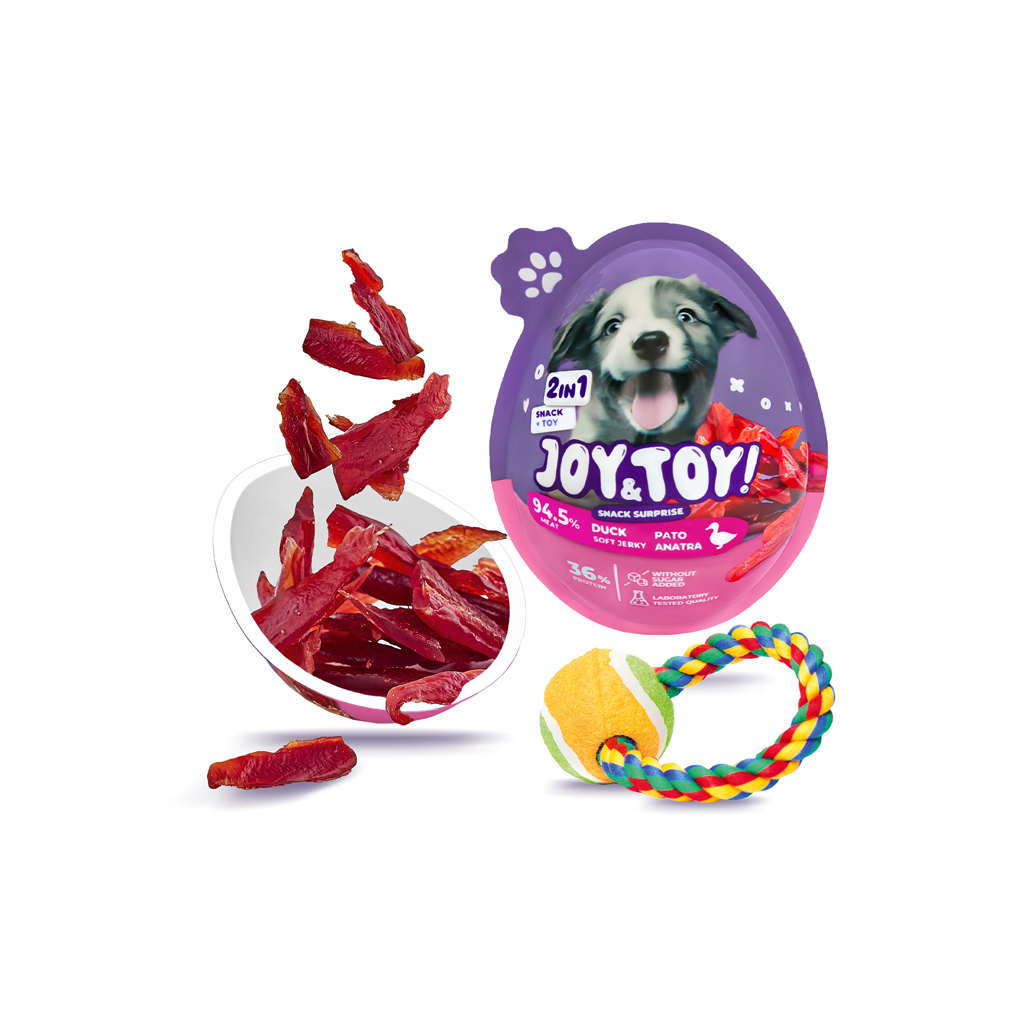 JOY&TOY! Vajíčko pre psov s prekvapením Soft Jerky - kačacie mäsko