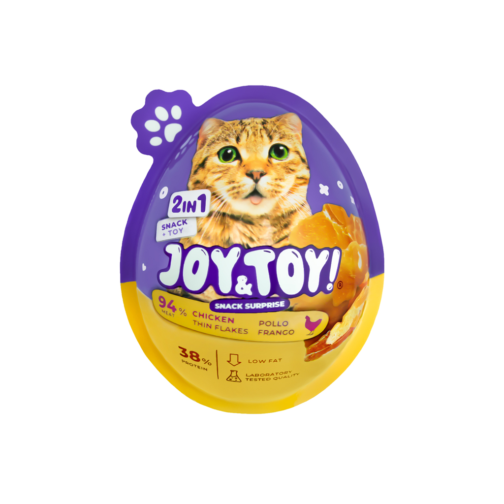 JOY&TOY! Vajíčko pre mačky s prekvapením Thin Flakes - kuracie mäsko