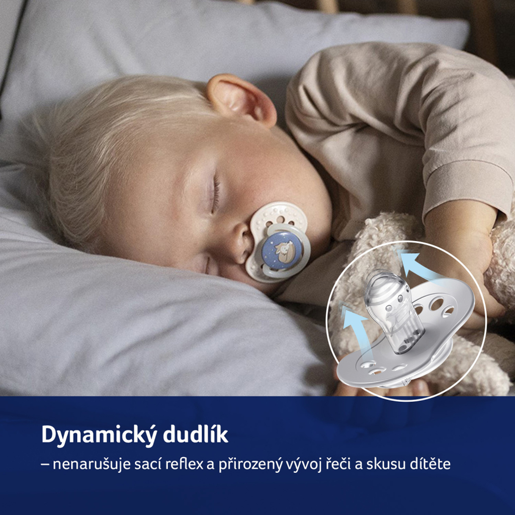 LOVI Cumlík silikónový dynamický 0-6m 2ks Night&Day