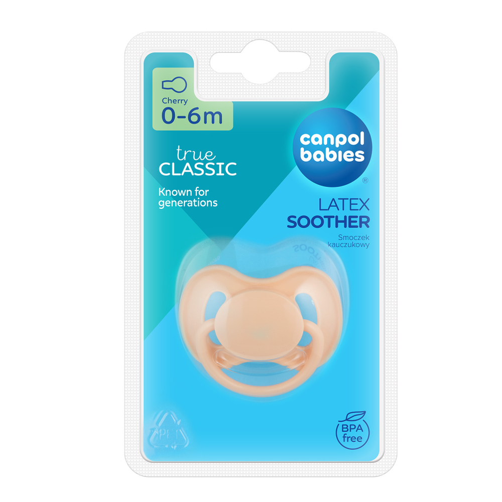 CANPOL BABIES Dudlík kaučukový s kulatou špičkou špičkou Nude 0-6m krémový