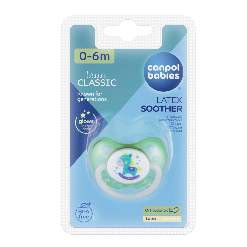 CANPOL BABIES Cumlík kaučukový anatomický 0-6m TOYS - zelená
