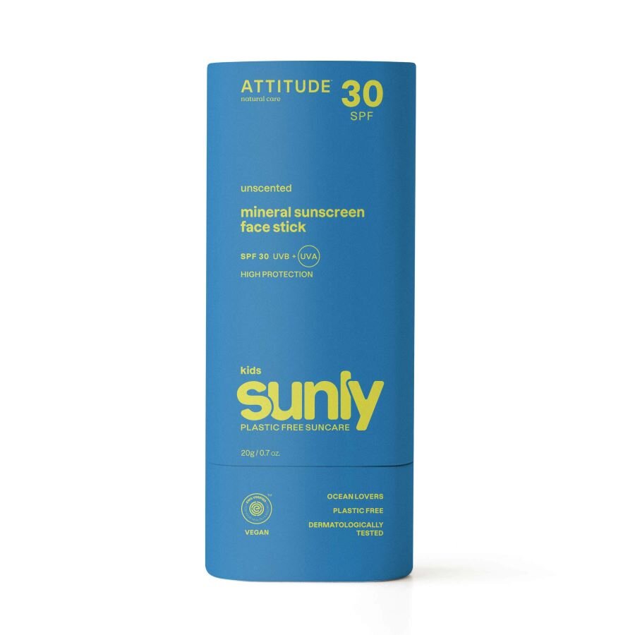 ATTITUDE Tyčinka dětská 100% minerální ochranná na obličej a rty Sunly SPF 30 bez vůně 20 g