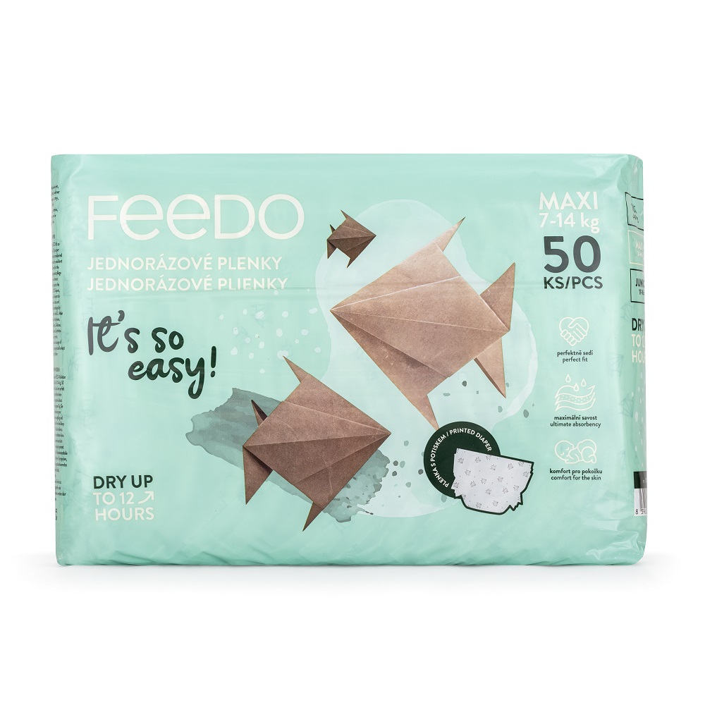 FEEDO Plienky jednorázové Maxi (od 7 do 14 kg), 200 ks, mesačné balenie