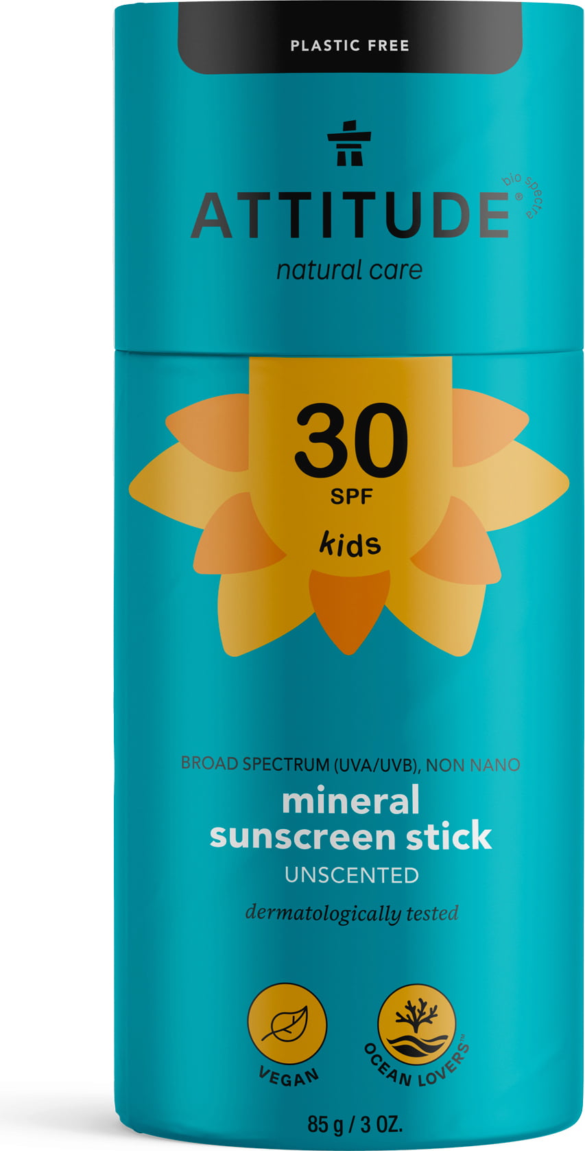ATTITUDE Detská 100% minerálna ochranná tyčinka na celé telo (SPF 30) bez vône 85 g