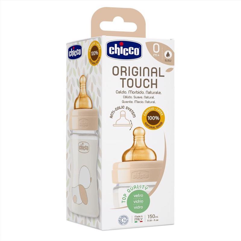CHICCO Fľaša dojčenská sklo Original Touch latex 150 ml neutral