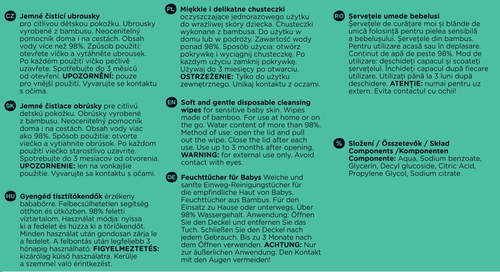 PETITE&MARS Obrúsky vlhčené SO PURE bambusové bioodbúrateľné 56 ks