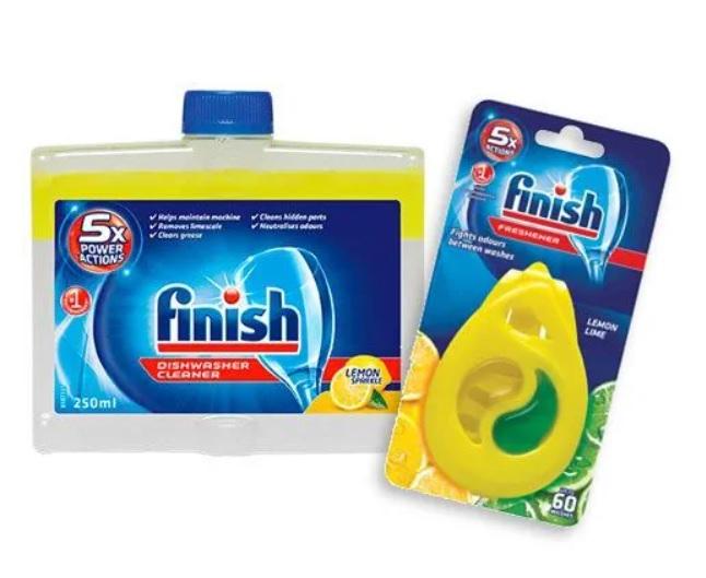 FINISH Čistič umývačky riadu Lemon 250 ml + osviežovač DEO Lemon