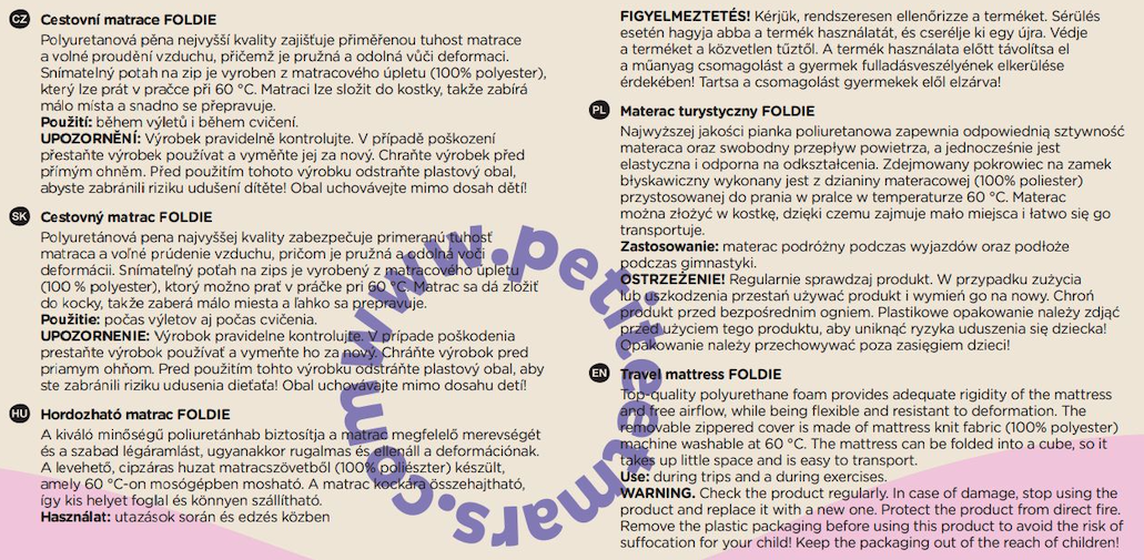 PETITE&MARS Matrac cestovný skladací Foldie White