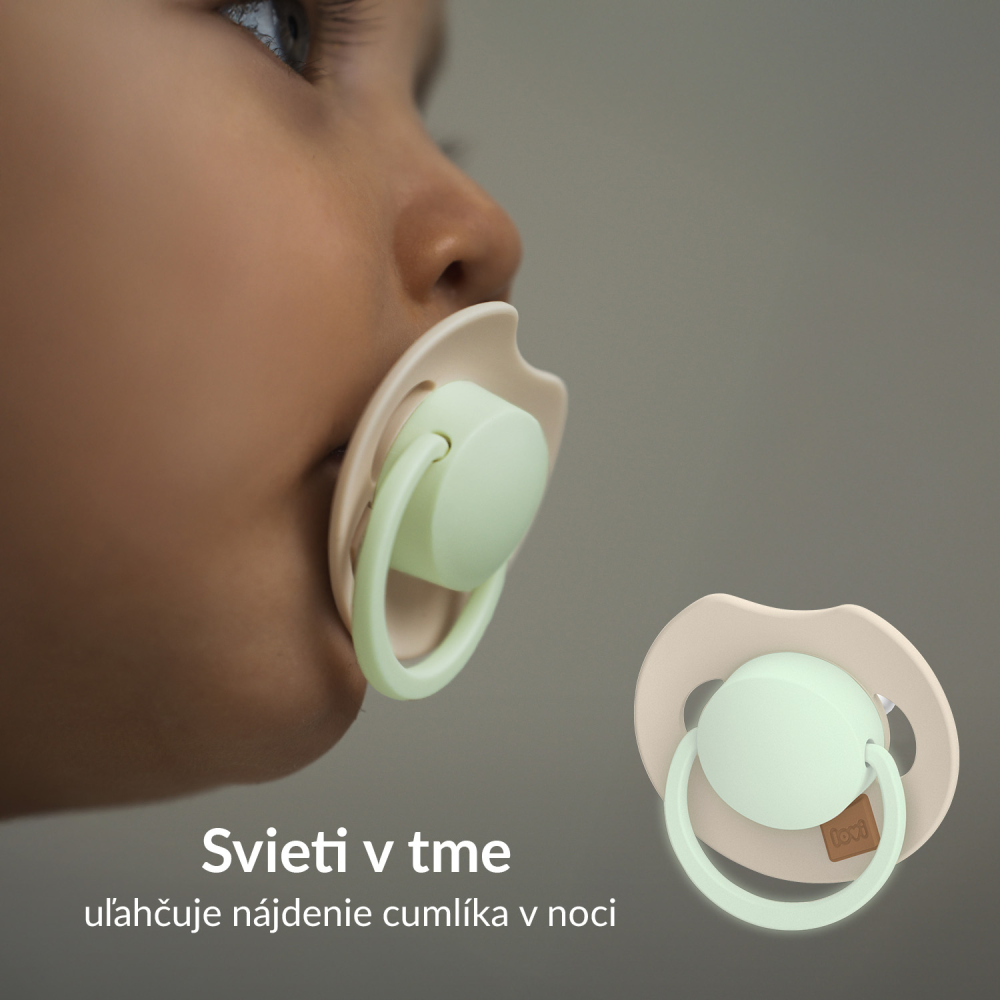 LOVI Cumlík svietiaci silikónový dynamický Prime 6-18m 2ks Ivory/Blush