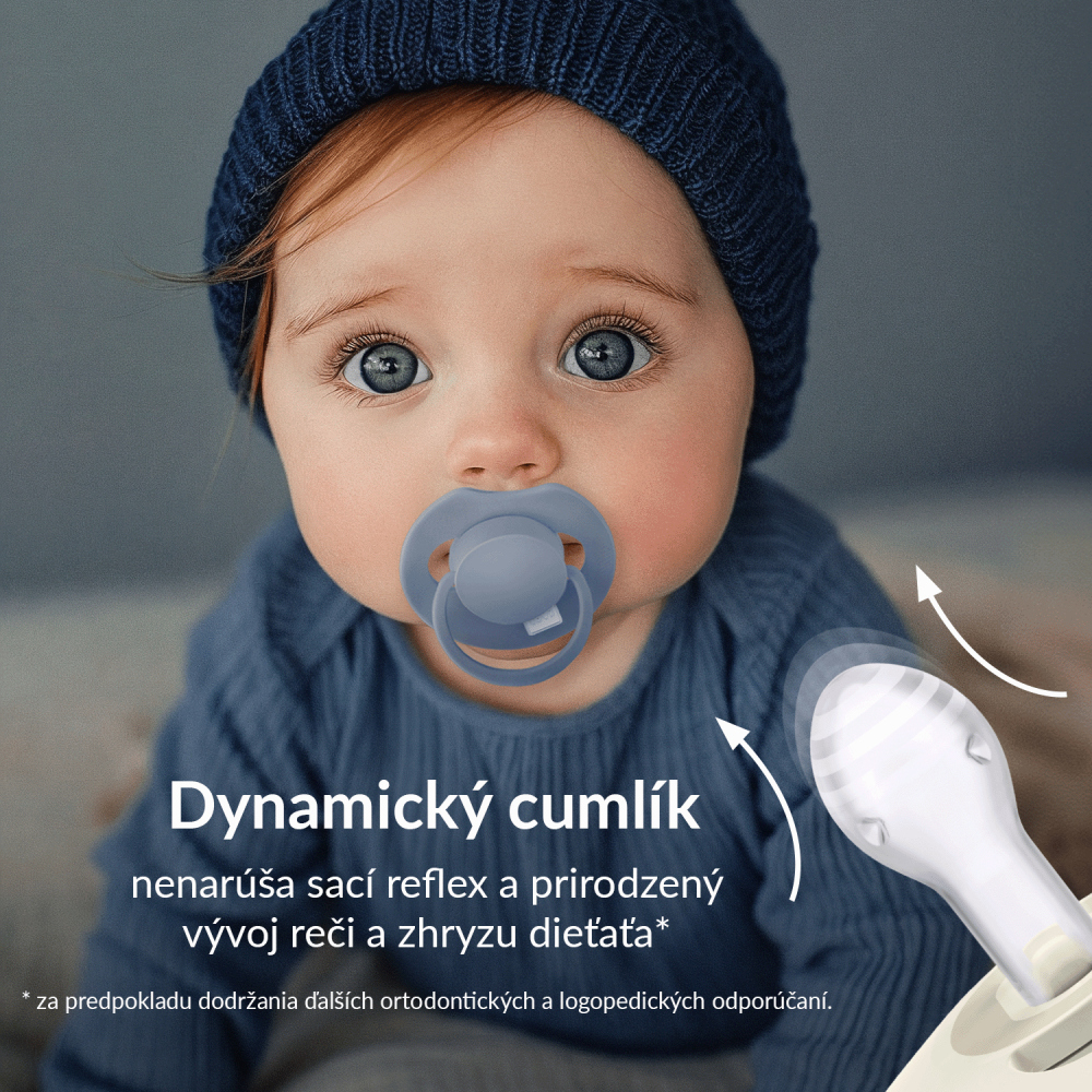 LOVI Cumlík svietiaci silikónový dynamický Prime 18m+ 2ks Ivory/Blush