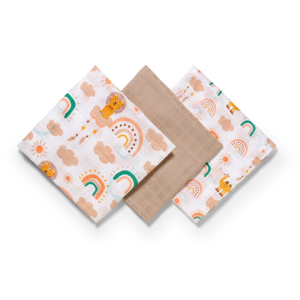 BABYONO Plienky mušelínové Super Soft Beige 3ks, 70x70cm