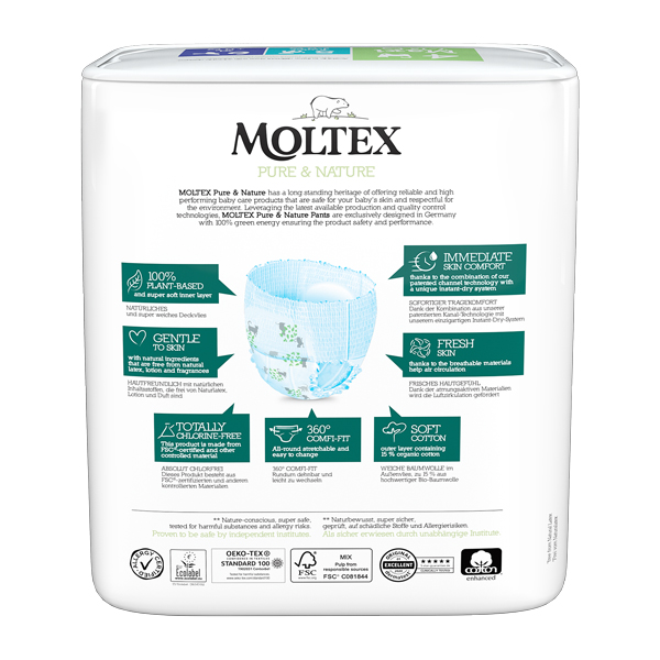 MOLTEX Pure&Nature Nohavičky plienkové jednorazové 4 Maxi (7-12 kg) 22 ks