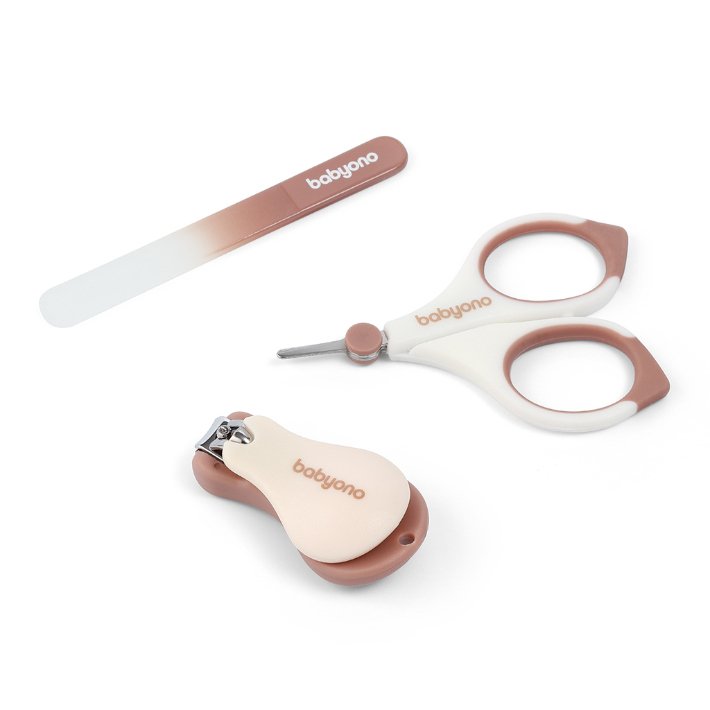 BABYONO Set manikúra pre deti šedá Beige