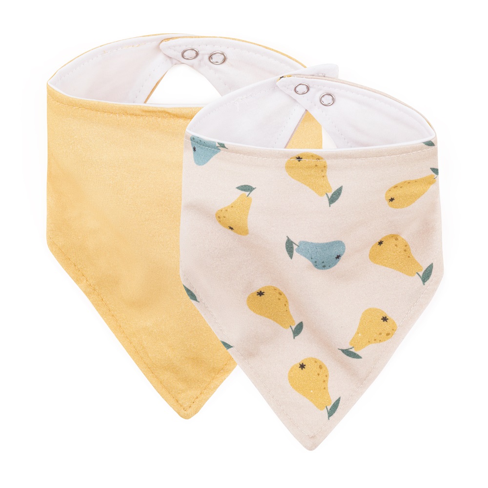 PETITE&MARS Podbradník bandana Luke 2 ks Beige Pears&Intense Ochre 3m+