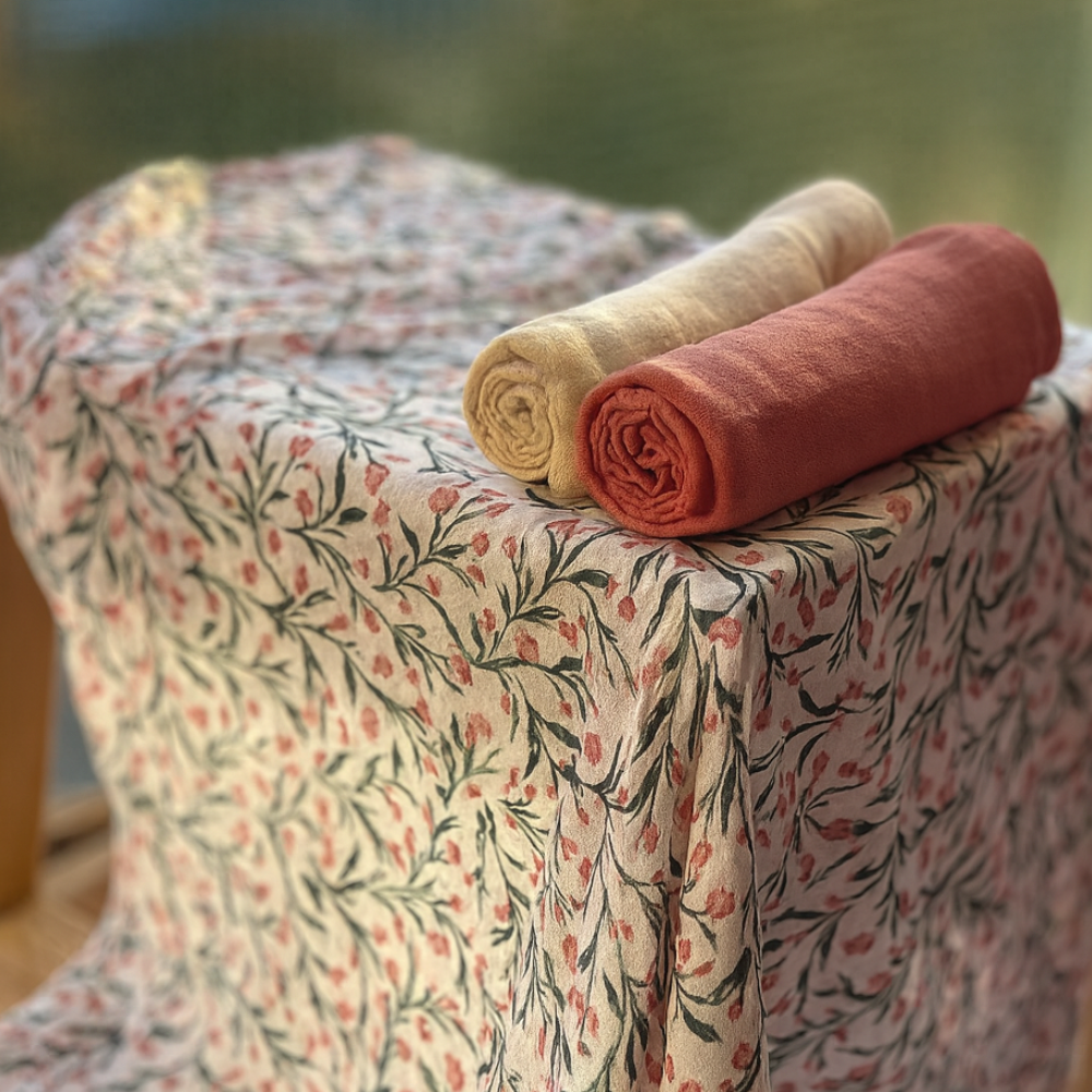 PETITE & MARS Sada plienok bambusová mušelínová 3ks Moussy Pink Meadow 68 x 68 cm