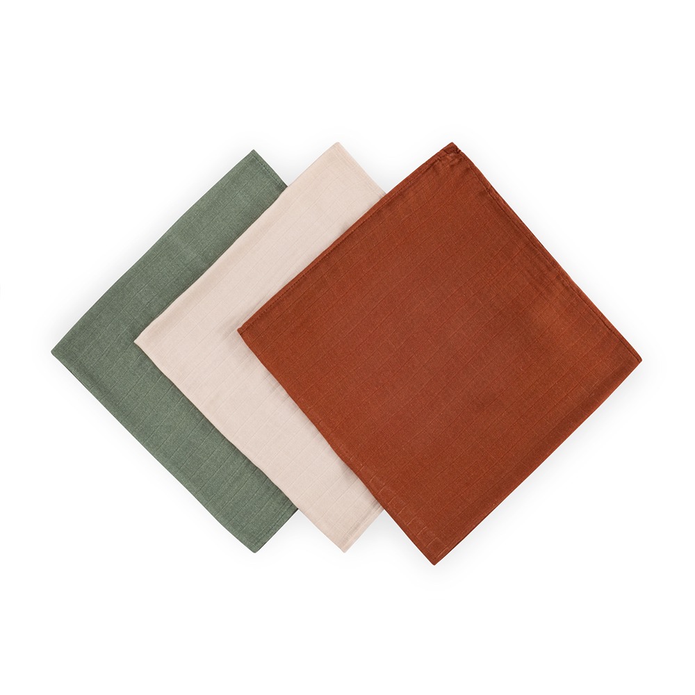PETITE & MARS Sada plienok bambusová mušelínová 3ks Moussy Earth Tones 68 x 68 cm