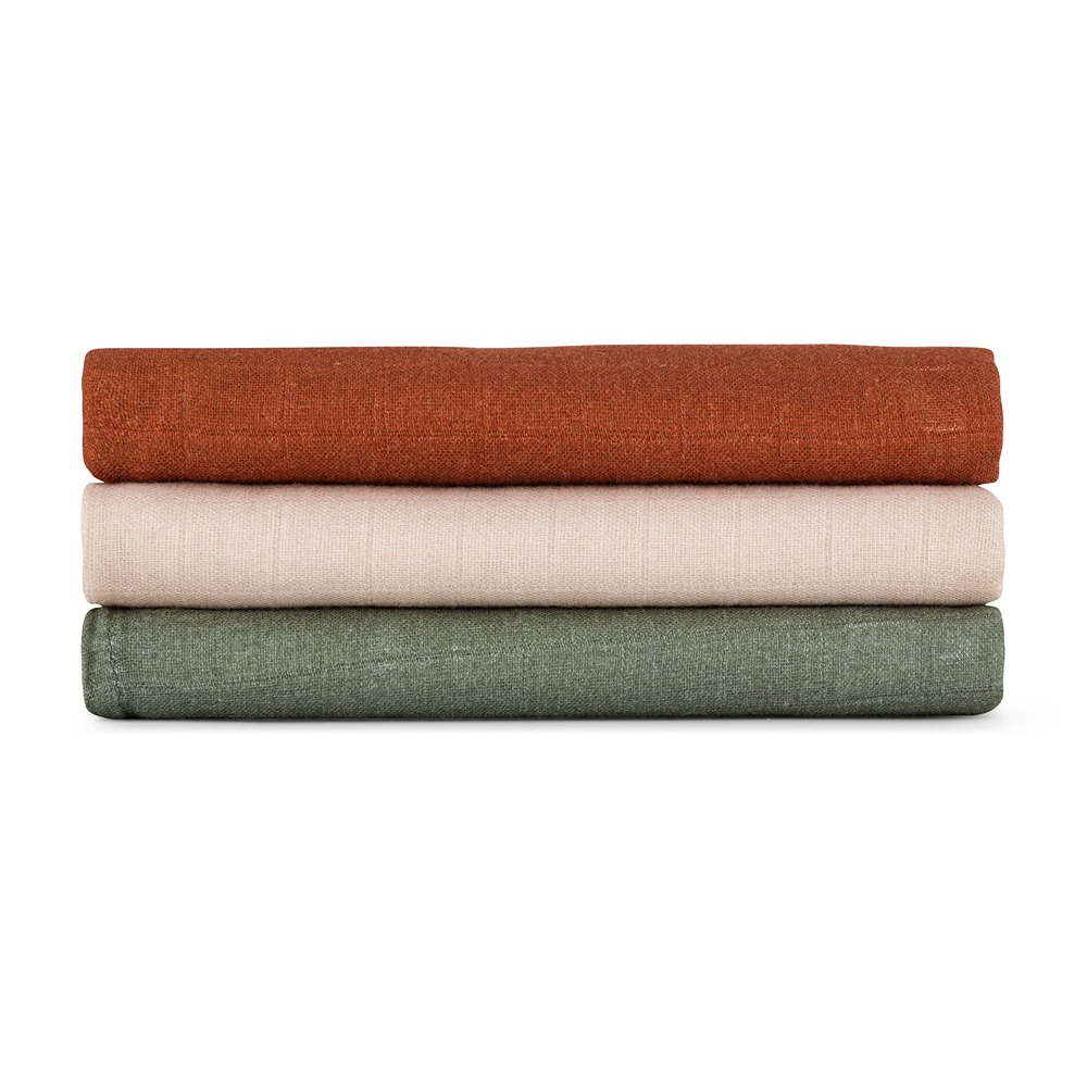 PETITE & MARS Sada plienok bambusová mušelínová 3ks Moussy Earth Tones 68 x 68 cm