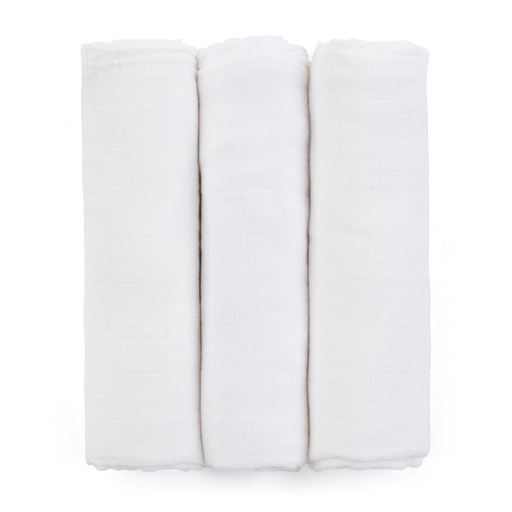 Petite&Mars bambusz muszlin pelenka szett Moussy Total White összehajtva