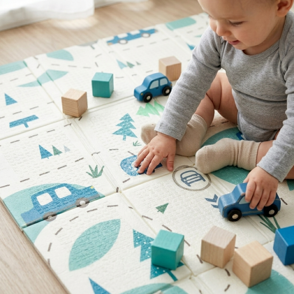 PETITE&MARS Podložka na hranie skladacie Campy L 130x200cm Cars&Arabesca