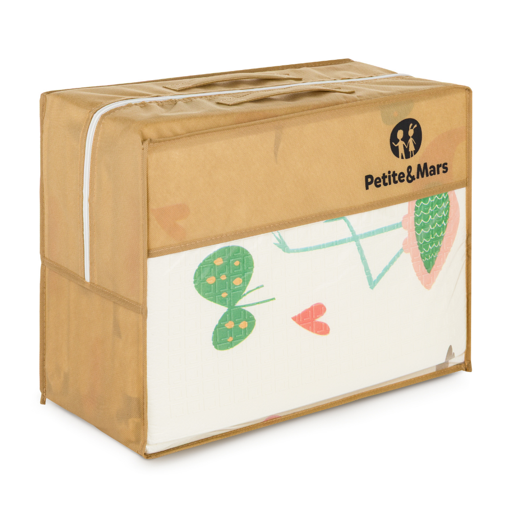 PETITE&MARS Podložka na hranie skladacie Campy L 130x200cm Animals&Hexagon