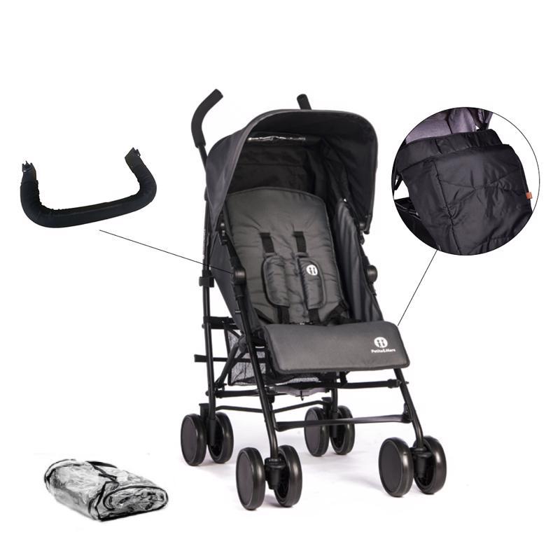 PETITE&MARS Set kočík golfový Musca - Carbon Grey + madlo + nánožník + pláštenka,  V000019