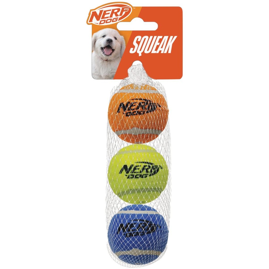 NERF DOG Hračka pro psy 3 ks pískacích tenisových míčků 5 cm