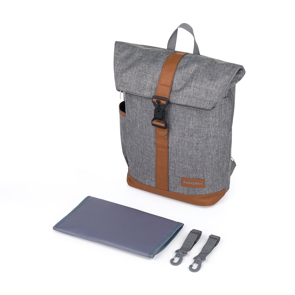 PETITE&MARS Batoh prebaľovací na kočík Jackob Ultimate Grey