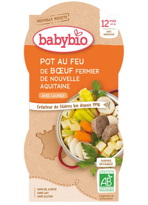 BABYBIO Menu zelenina s hovädzím mäsom 2x 200 g
