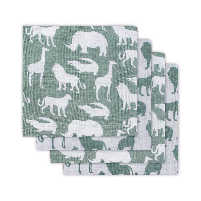 JOLLEIN Bavlnené plienky 4 ks (70x 70 cm) - Safari Forest green