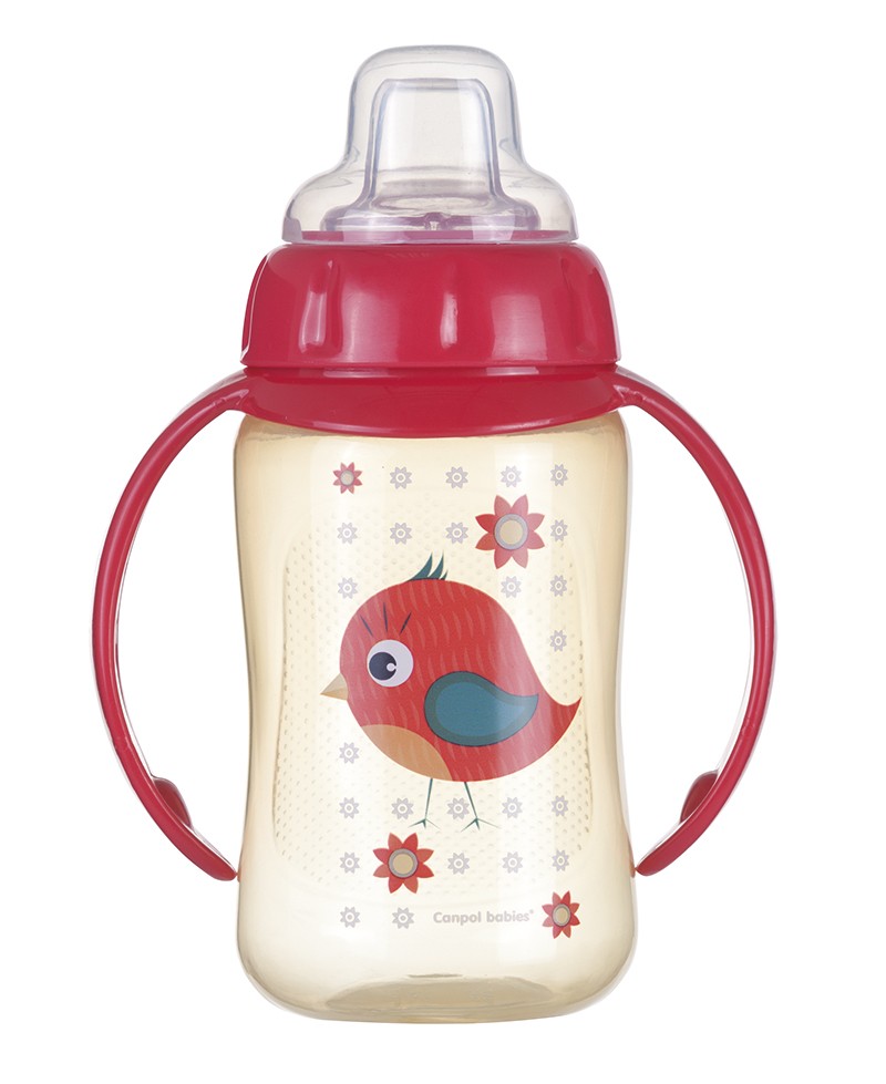 CANPOL BABIES Hrnček tréningový s úchytmi Cute Animals 320ml - vtáčik