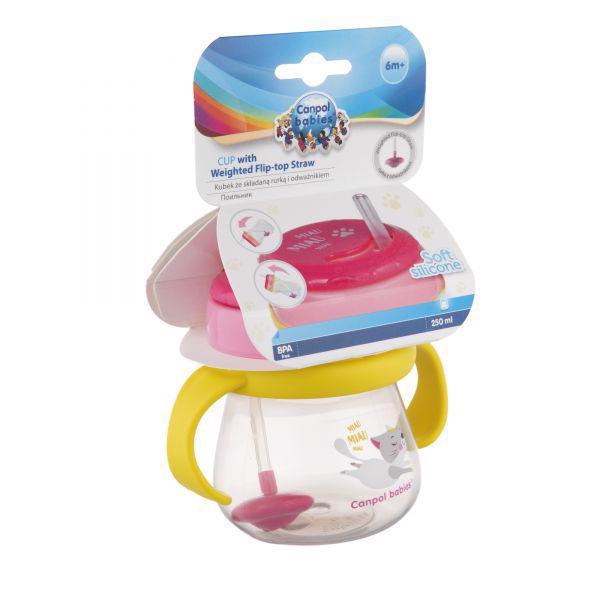 CANPOL BABIES Hrnček športový so slamkou a závažím 250ml
