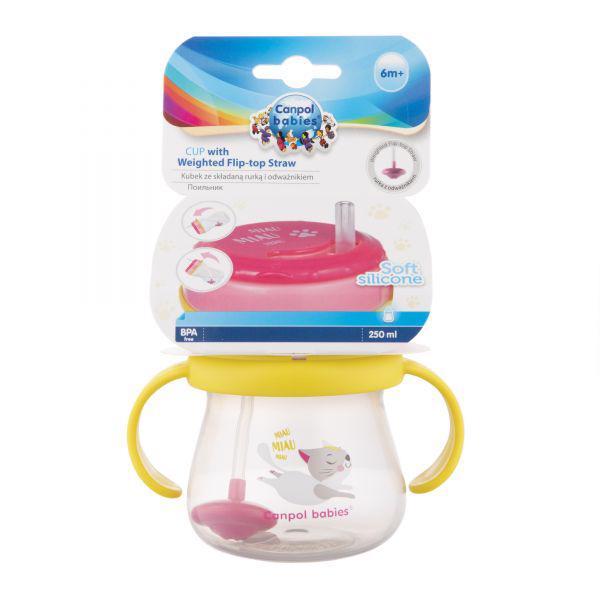 CANPOL BABIES Hrnček športový so slamkou a závažím 250ml