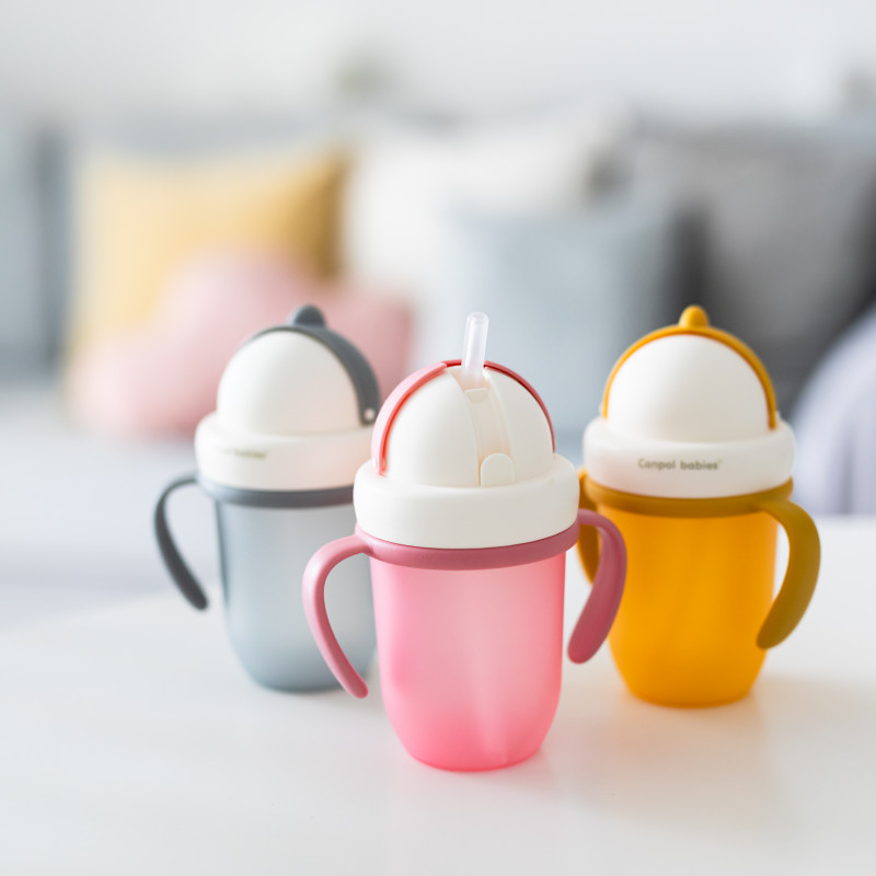CANPOL BABIES Hrnček so silikónovou slamkou 210 ml Matt žltý