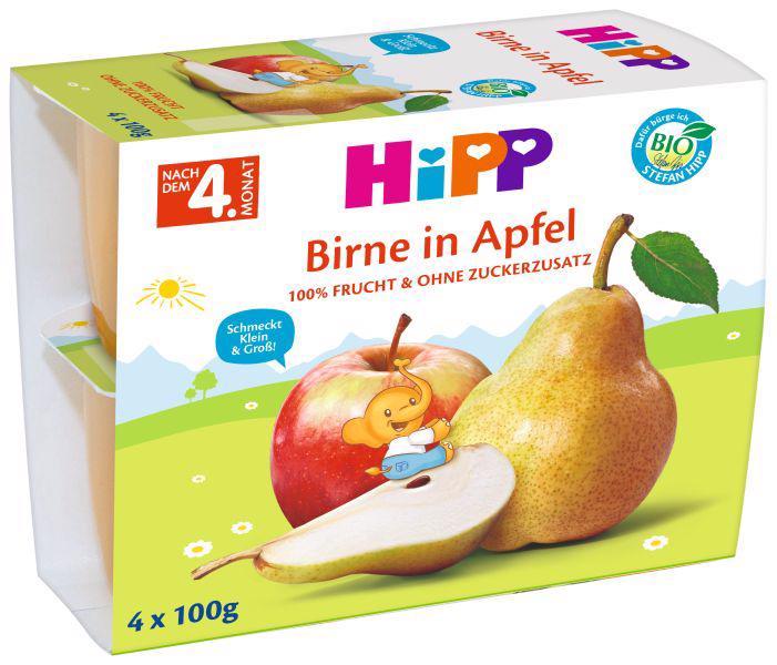 Príkrm ovocný BIO jablká s hruškami 4x100g Hipp