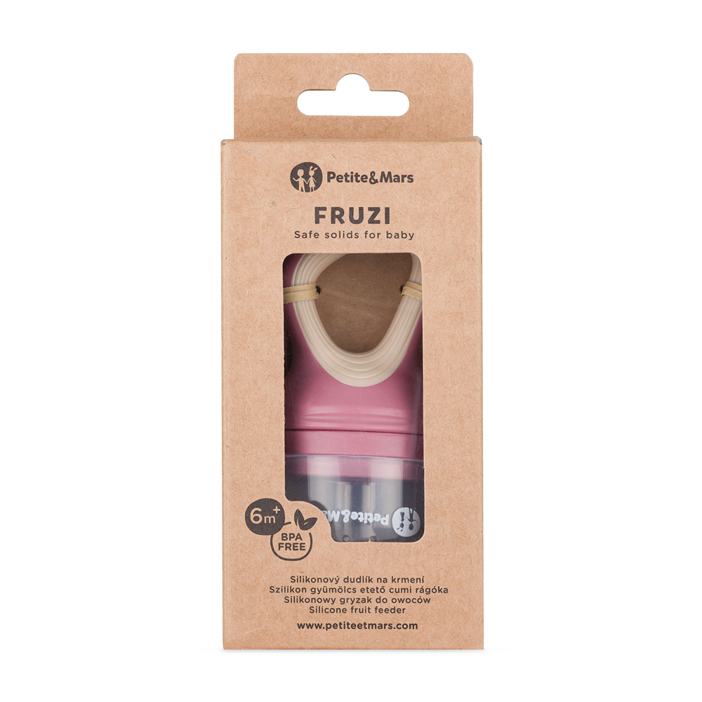 PETITE&MARS Cumlík silikónový na kŕmenie Fruzi Rose&Sand 6m+