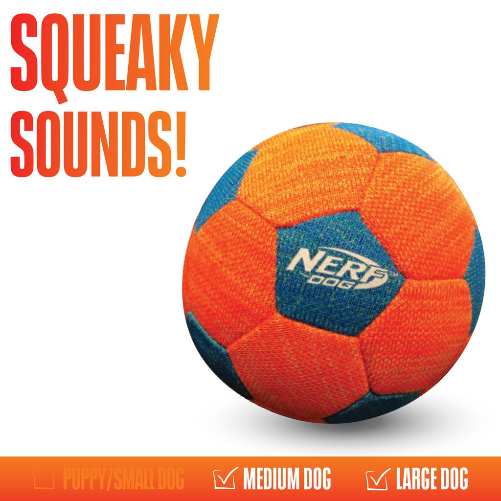 NERF DOG Hračka pre psov X-pletená pískacia futbalová lopta 12,5 cm